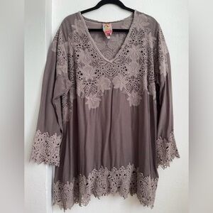 Johnny Was Embroidered Lace Boho Blouse